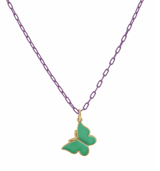 Teal Enamel Butterfly Necklace
