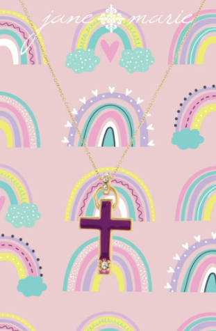 Purple Cross  w/Crystal Necklace