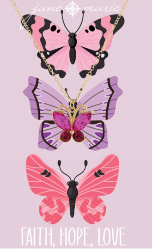 Hot Pink Crystal Butterfly Necklace