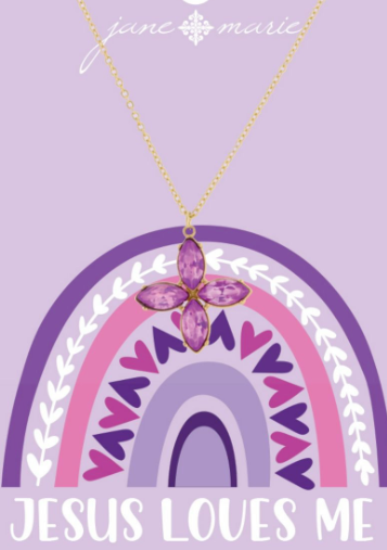 Purple Crystal Cross Necklace