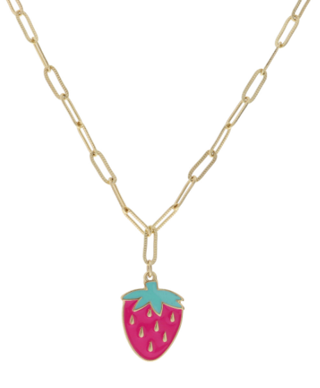 Enamel Strawberry Necklace