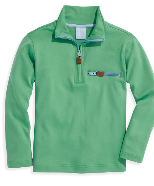 Pima Half Zip Sweatshirt | Green w/Blue