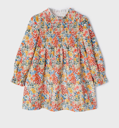 Printed Stitch Dress | Orange Floral | 2958