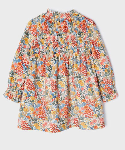 Printed Stitch Dress | Orange Floral | 2958