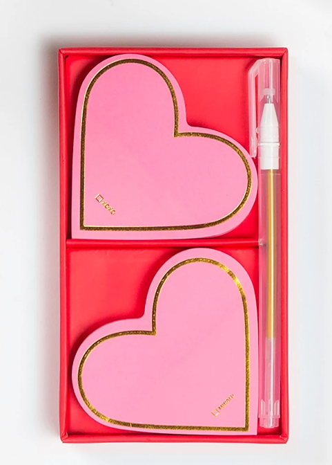 Heart Sticky Notes w/Gel Pen