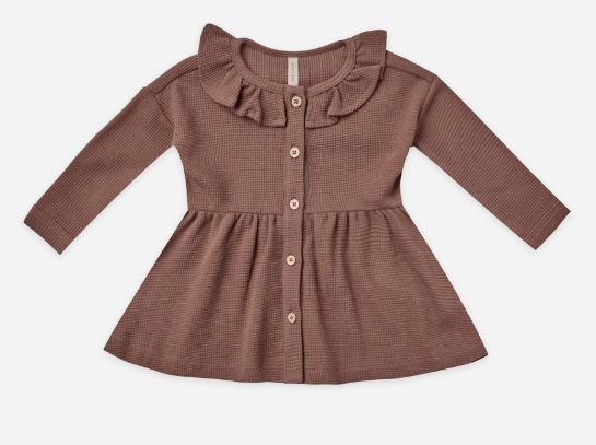 Waffle Button Dress | Pecan