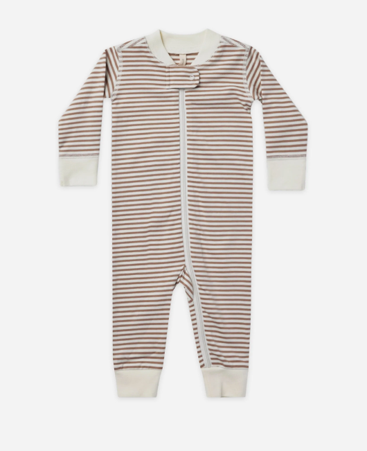 Zip Longsleeve Sleeper | Cocoa Stripe