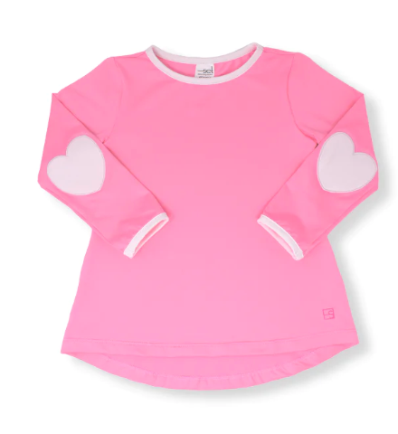 Bridget Basic Long Sleeve T | Hot Pink w/White Heart