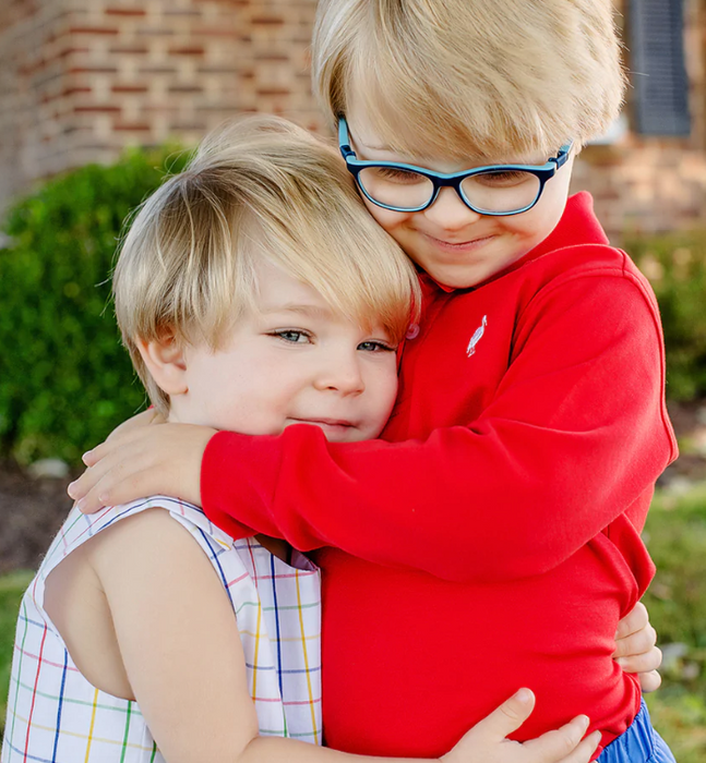 Prim and Proper Long Sleeve Polo | Richmond Red w/Multicolor Stork