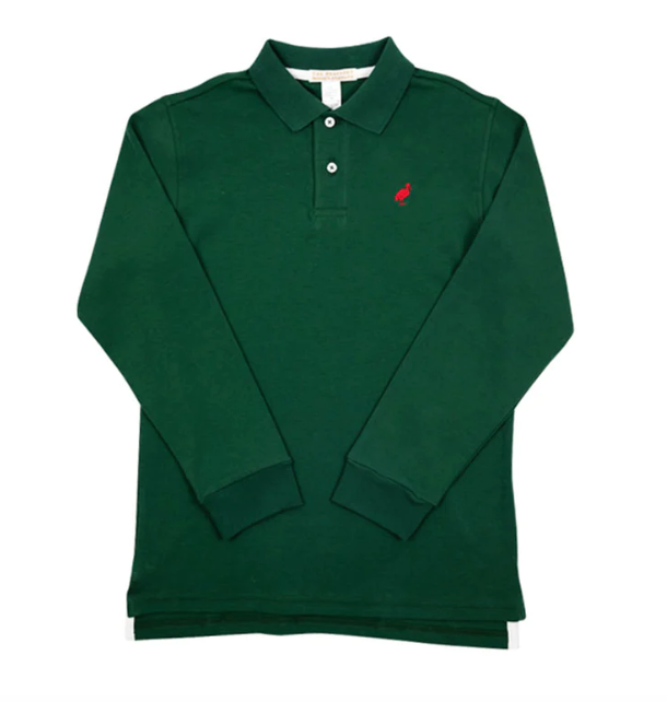 Prim and Proper Long Sleeve Polo | Grier Green w/Richmond Red Stork