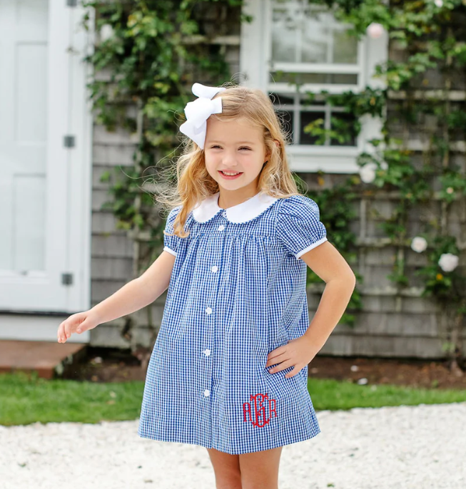 Tabitha's Teacher's Pet Dress | Rockefeller Royal Mini Gingham w/Worth Avenue White
