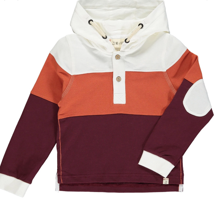 Greenwood Hooded Rugby | Rust/Burgundy/Cream