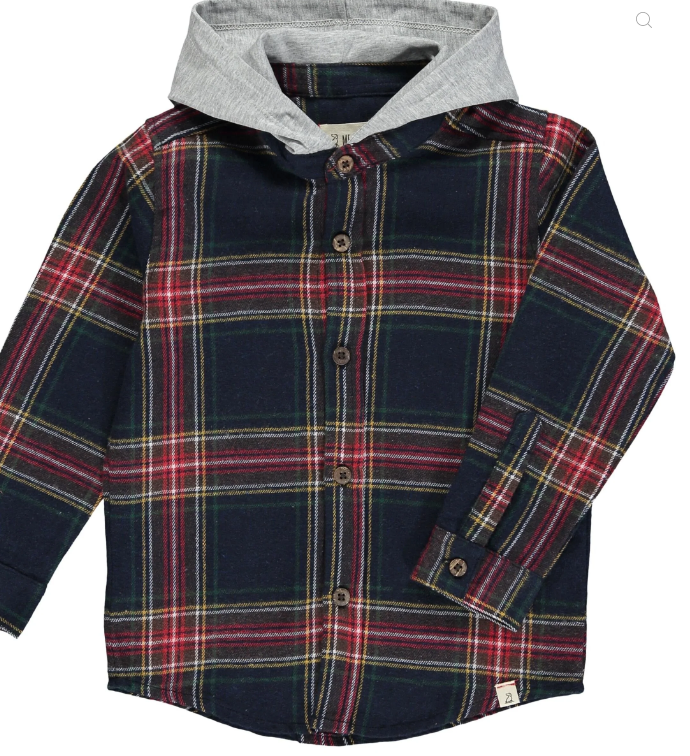 Dyer Hooded Woven Top | Blue Plaid