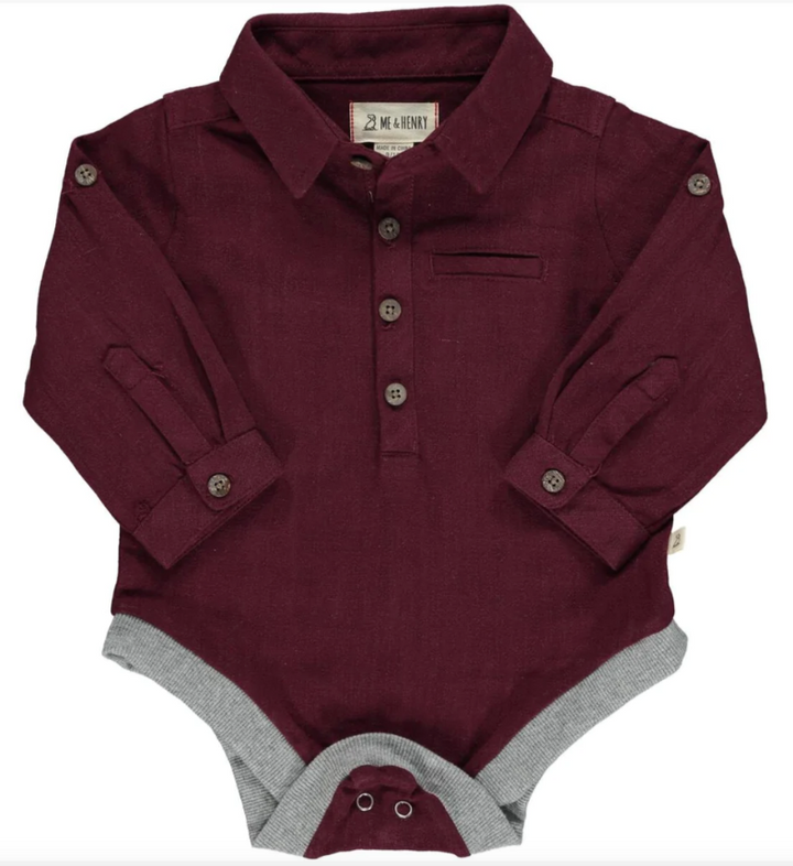 Jasper Woven Onesie | Burgundy