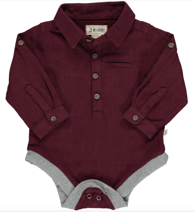 Jasper Woven Onesie | Burgundy