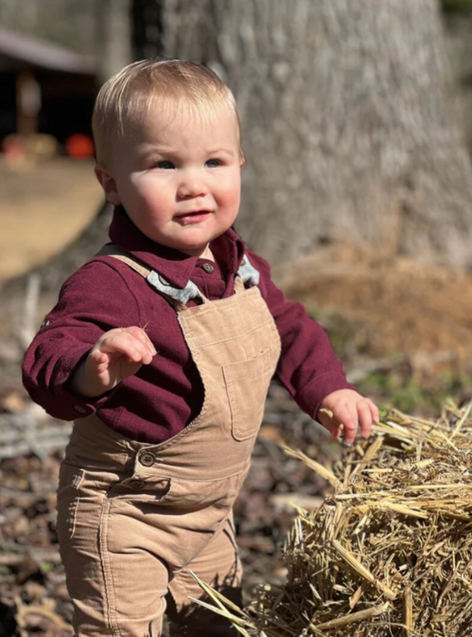 Jasper Woven Onesie | Burgundy