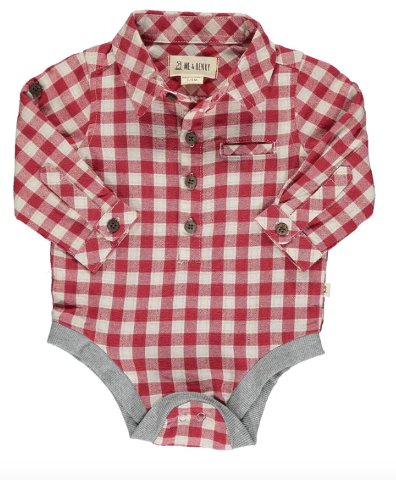 Jasper Woven Onesie | Red and Cream Plaid