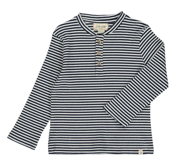 Adams Ribbed Henley | Navy Stripe