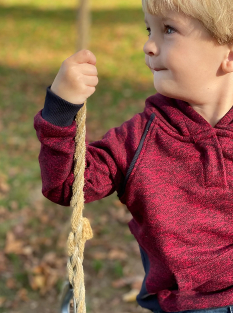 James Hooded Top | Heathered Wine and Black