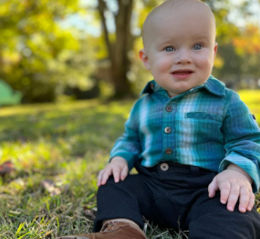 Jasper Woven Onesie | Green and Navy Plaid
