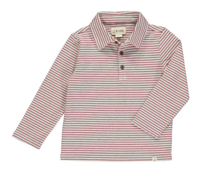 Waverly Polo | Grey w/Red Stripe