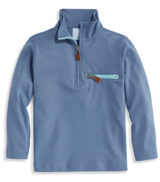 Pima Half Zip Sweatshirt | Steel Blue w/Blue