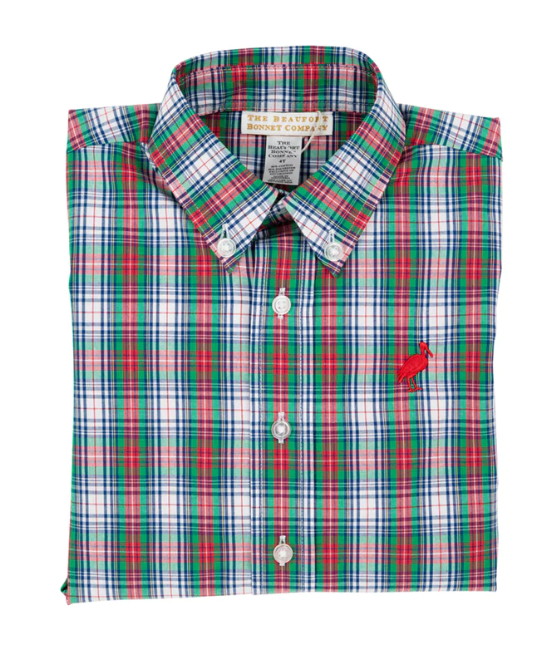 Dean's List Dress Shirt | Prestonwood Plaid w/Richmond Red Stork