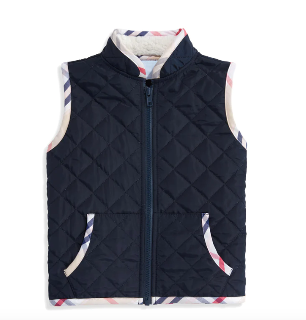 Puffer Vest | Navy w/Boude Plaid