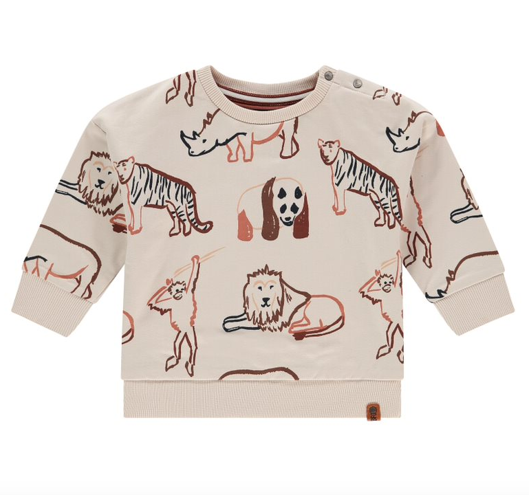 Boys Safari Animal Sweatshirt | Stone