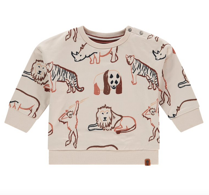 Boys Safari Animal Sweatshirt | Stone