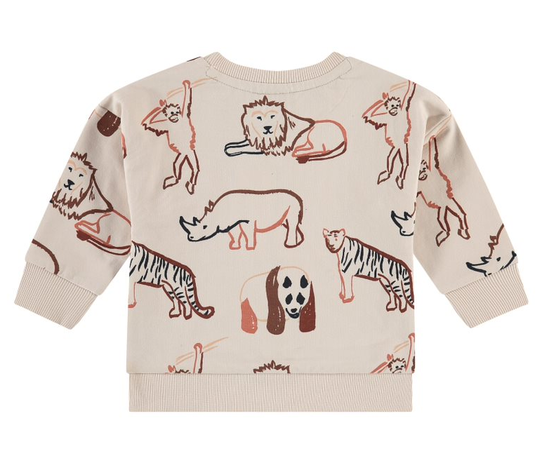 Boys Safari Animal Sweatshirt | Stone