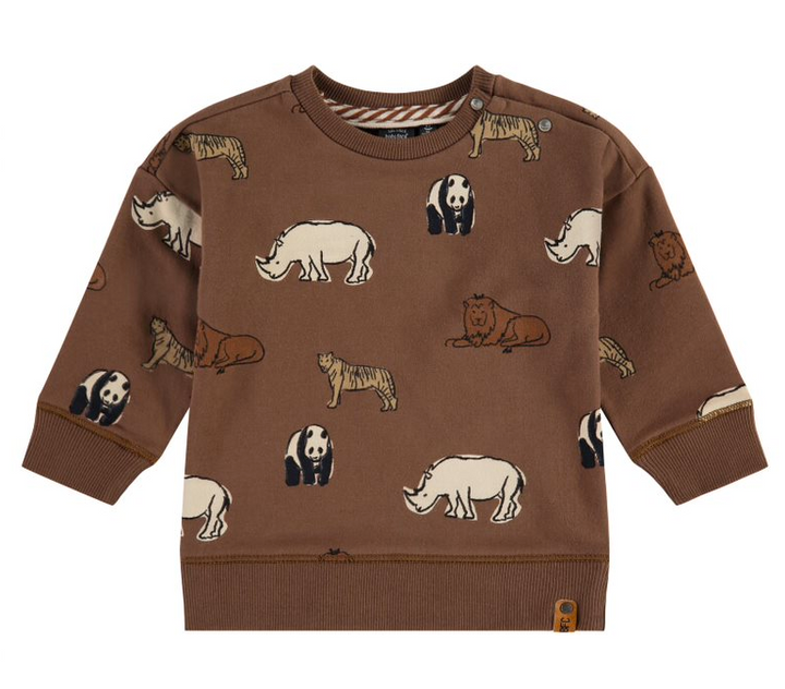 Boys Safari Animal Sweatshirt | Chocolate