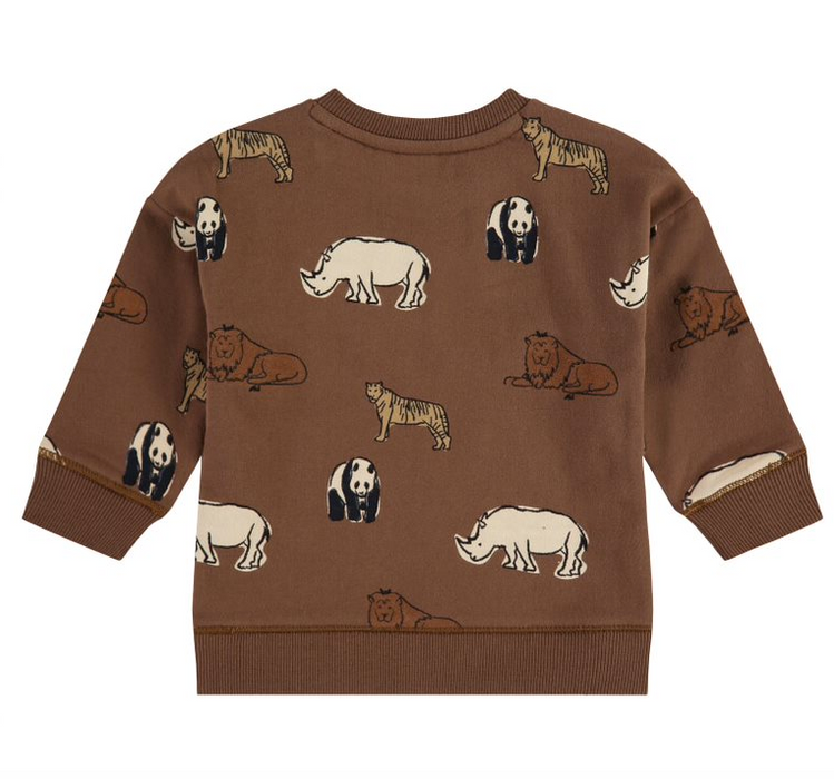 Boys Safari Animal Sweatshirt | Chocolate