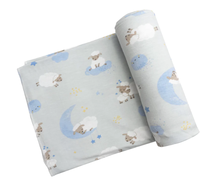 Bamboo Swaddle | Baby Sheep Blue
