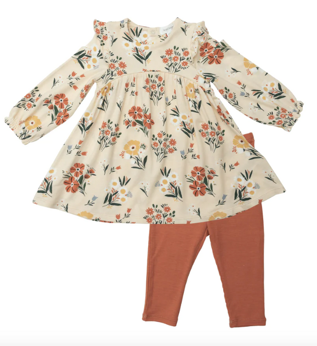 Bamboo Ruffle Dress and Legging | Garden Floral