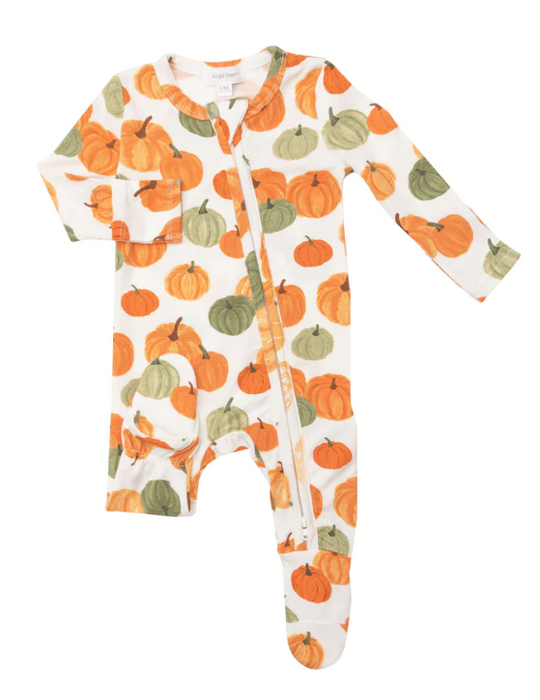 Bamboo Zipper Footie | Pumpkins