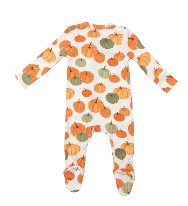 Bamboo Zipper Footie | Pumpkins