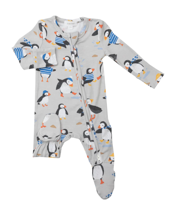 Bamboo Zipper Footie | Puffins