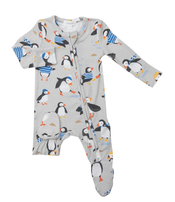 Bamboo Zipper Footie | Puffins