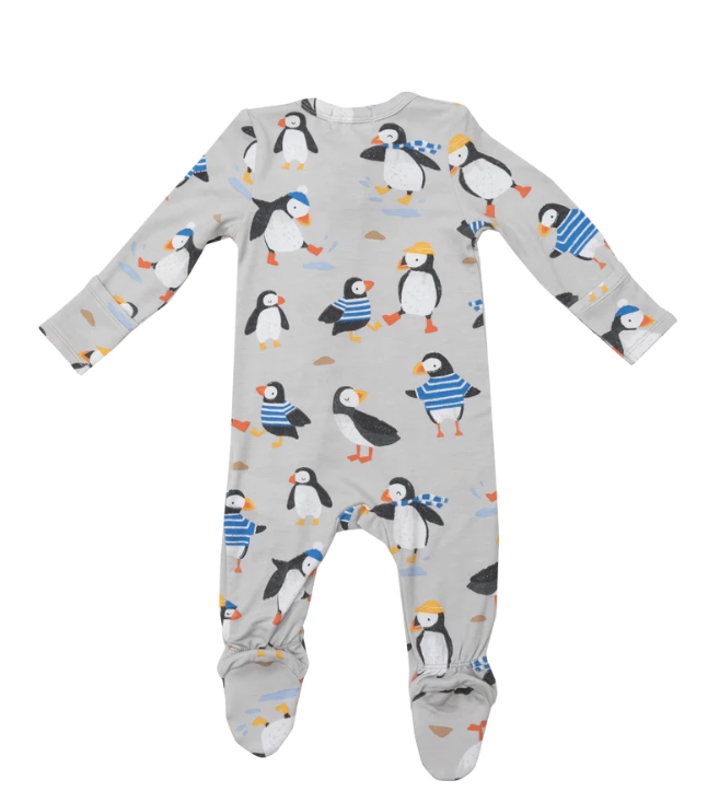 Bamboo Zipper Footie | Puffins