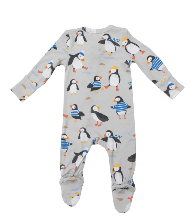 Bamboo Zipper Footie | Puffins