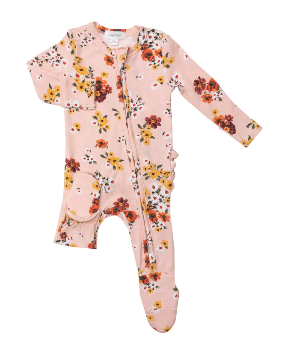 Bamboo Ruffle Zipper Footie | Poppies & Daisies