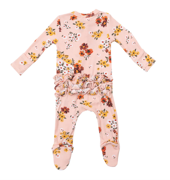 Bamboo Ruffle Zipper Footie | Poppies & Daisies