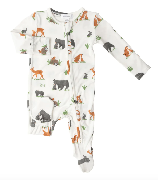 Bamboo Zipper Footie | Woodland Animals
