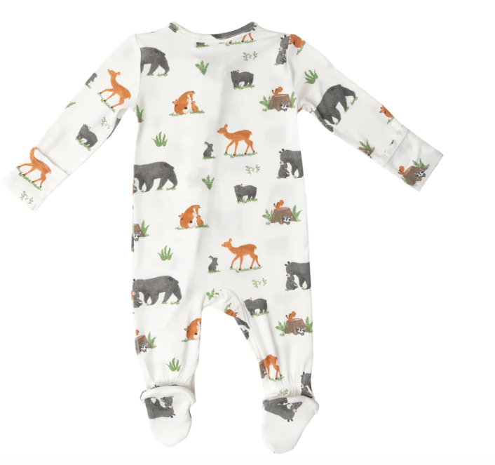 Bamboo Zipper Footie | Woodland Animals