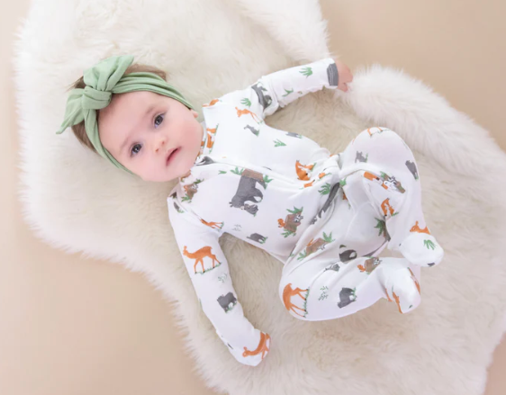 Bamboo Zipper Footie | Woodland Animals
