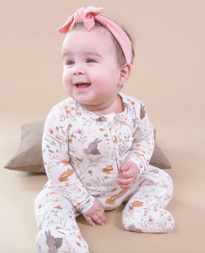 Bamboo Ruffle Zipper Footie | Woodland Garden