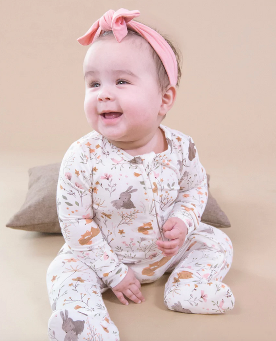 Bamboo Ruffle Zipper Footie | Woodland Garden