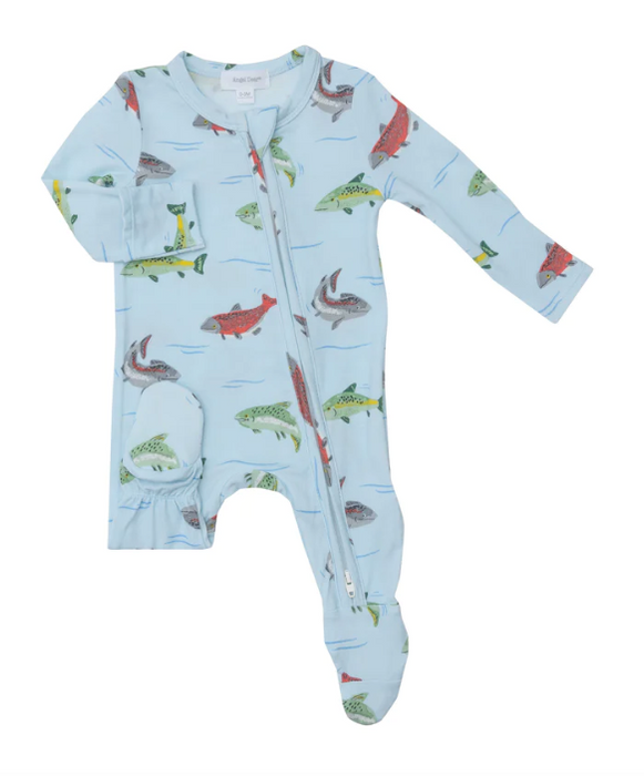 Bamboo Zipper Footie | Salmon