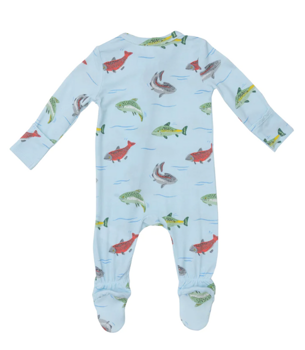Bamboo Zipper Footie | Salmon